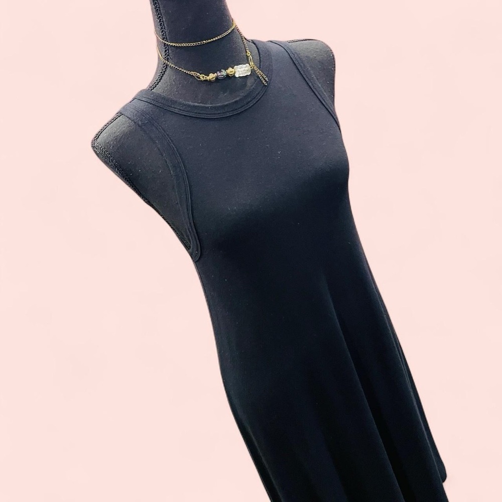 Black Rayon Slip Midi Dress XS